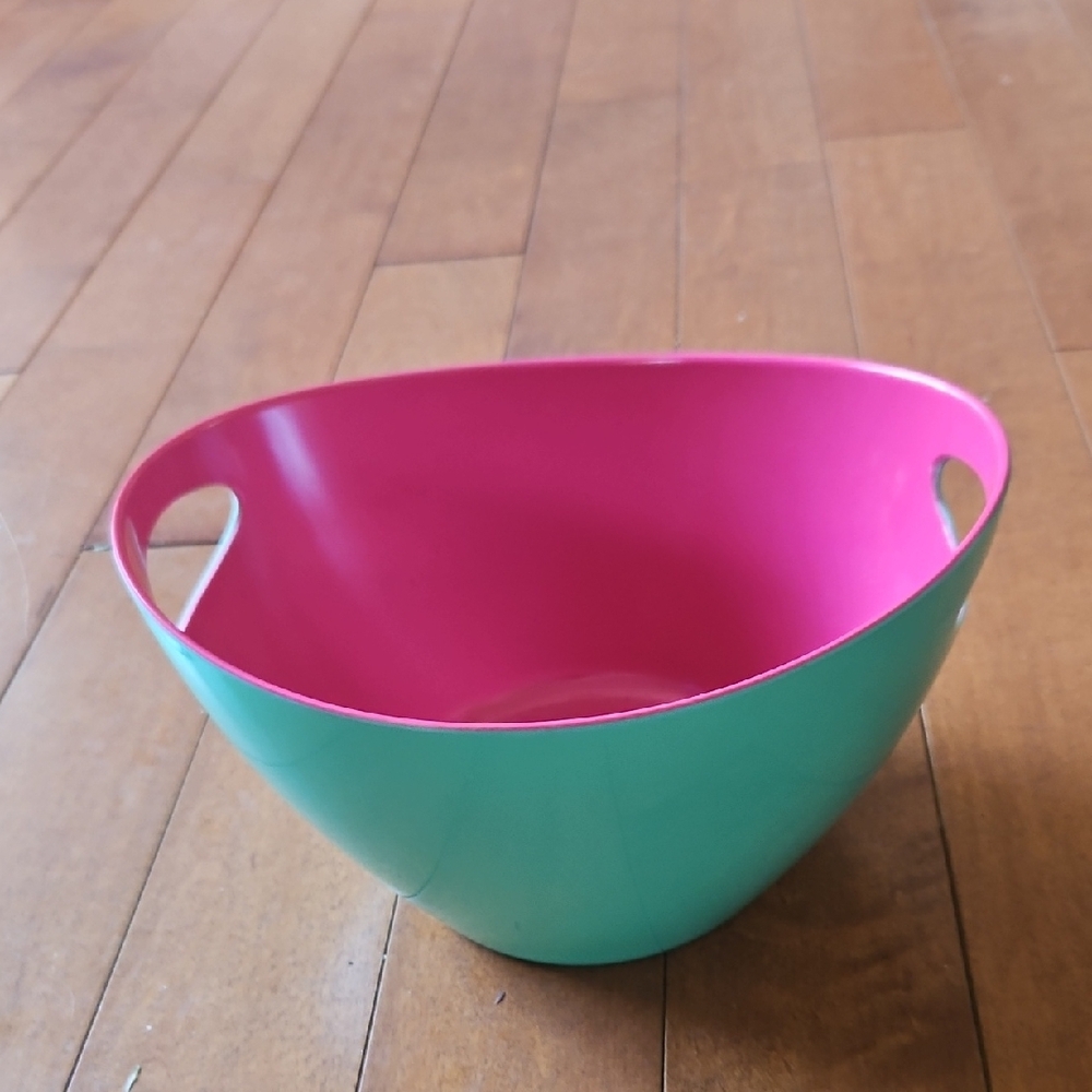 Edible Arrangements Pink and Green Plastic Bowl with Handles